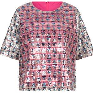 Lofty manner t-shirt top Devina multi color sequin top MSRP $89 8-4
